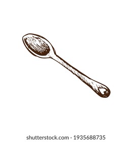 Cuchara de té dibujada a mano sobre ilustración vectorial de fondo blanco
