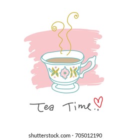hand drawn tea time card