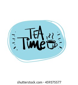 hand drawn tea time vector lettering word