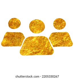 Hand drawn Teamwork icon in gold foil texture vector illustration