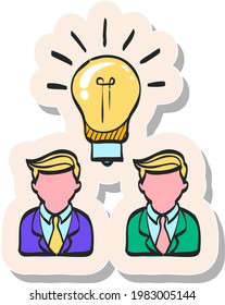 Hand drawn Teamwork icon in sticker style vector illustration
