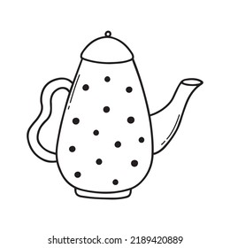 Hand drawn teapot doodle. Tea time in sketch style. Vector illustration isolated on white background