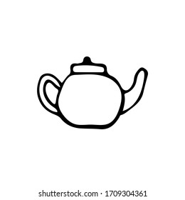 Ilustración de tetera dibujada a mano en vector sobre fondo blanco. Ilustración de tetera Doodle