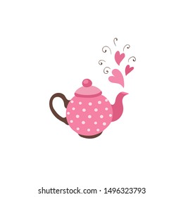 Hand drawn teapot isolated on white background. Vector illustration for cafe and restaurant menu design.