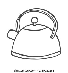 Hand drawn teapot on white background. Vector illustration.