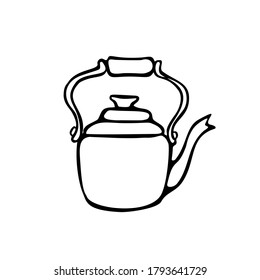 Hand drawn teapot on white background. Vector illustration.
