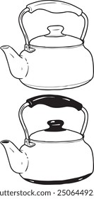 hand drawn teapot vector line art