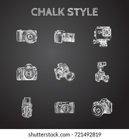 Hand Drawn Technics Sketches Set. Collection Of Hipster, Flash, Objective And Other Sketch Elements.