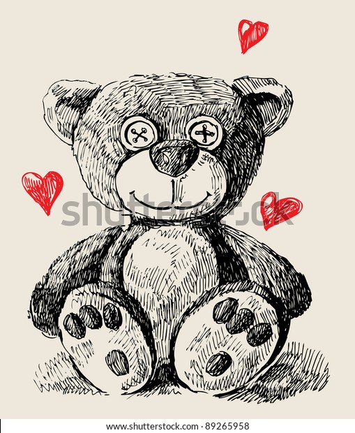Hand Drawn Teddy Bear Stock Vector (Royalty Free) 89265958 | Shutterstock