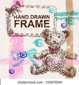 Hand drawn Teddy bear frame