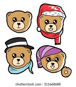 hand drawn teddy bear head
