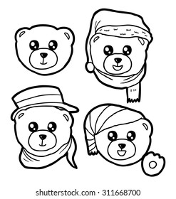 hand drawn teddy bear head
