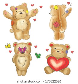 Hand drawn teddy bears