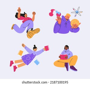 Hand drawn teenager school illustrations collection.