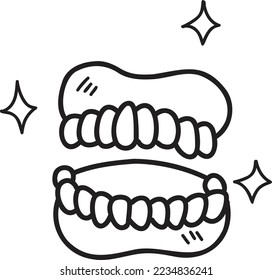 Hand Drawn teeth and gums illustration isolated on background