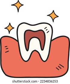 Hand Drawn teeth and gums illustration isolated on background