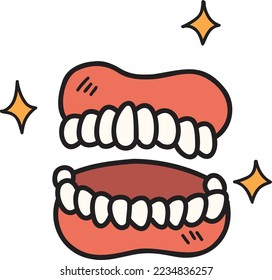 Hand Drawn teeth and gums illustration isolated on background