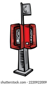 Hand Drawn Telephone Booth Vector Illustration
