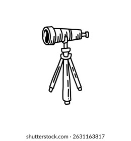 Desenhado à Mão Telescópio Doodle Vetor Preto Contorno Simples Ilustração