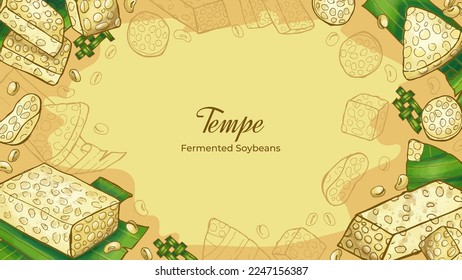 Hand Drawn Tempe The Indonesian Traditional Food Background