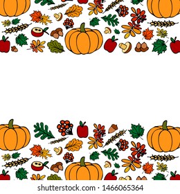 Hand drawn template "hello autumn" for card, banner, background etc. Vector Illustration. EPS 10.