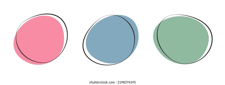 Hand drawn template set for text. Color empty speech bubbles. Vector illustration on white background.