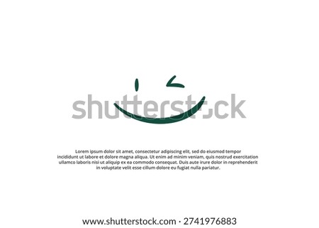 hand drawn template smiling face winking eyes