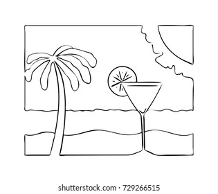 hand drawn template of summer beach party