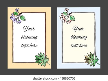 Hand drawn templates with flower and leaf