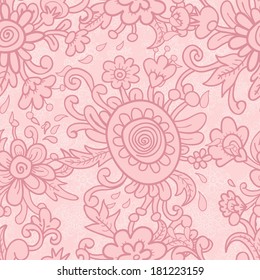 Hand drawn tender floral seamless pattern in fresh pastel tones. All objects are conveniently grouped on different layers and are easily editable