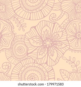 Hand drawn tender summer  seamless pattern.  All objects are conveniently different  and are easily editable