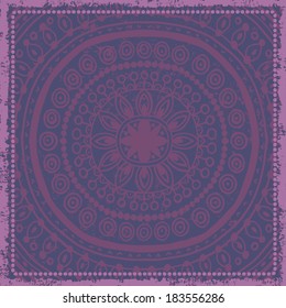 Hand drawn tender violet background in folkloric style.  All objects are conveniently grouped on different layers and are easily editable