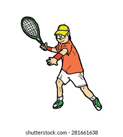 hand drawn tennis player