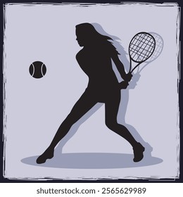 Hand Drawn Tennis Player Silhouette illustration