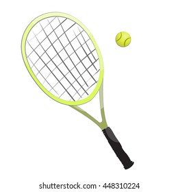 hand drawn tennis racket and ball. sports equipment for the game. vector illustration