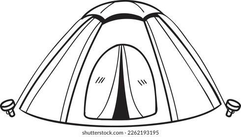 Hand Drawn tent for camping illustration in doodle style isolated on background