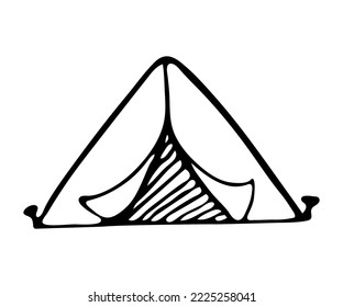 Hand Drawn Tent Doodle Icon. Vector Camp Tent Illustration. 