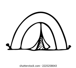 Hand Drawn Tent Doodle Icon. Vector Camp Tent Illustration. 