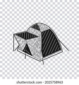 Hand drawn Tent isolated on transparent background. Vector illustration.