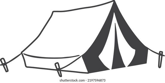 Hand Drawn tents and camps illustration isolated on background
