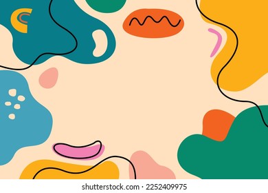 Hand drawn terracotta design background vector. Hand drawn flat abstract shapes background