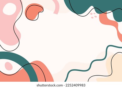 Hand drawn terracotta design background vector. Hand drawn flat abstract shapes background