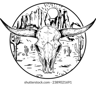 Hand Drawn Texas Skull, Longhorn Cow Skull, Bull Skull, Western, Desert Cow Skull, Laser Cut File, Silhouette svg
