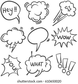 Hand drawn text balloon doodle set