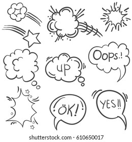 Hand drawn text balloon style doodles