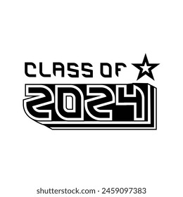 Hand drawn text class of 2024 isolated