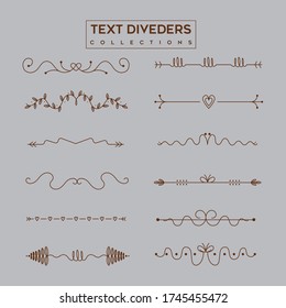 Colección de divisores de texto dibujados a mano