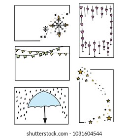 Hand drawn of text doodle set with color concept on white background, vector illustration design.