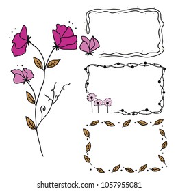 Hand drawn of text doodle set with nature concept, vector illustration design.