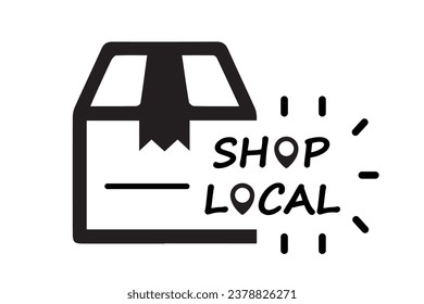 Hand drawn text and doodle shop local icon. Vector illustration
